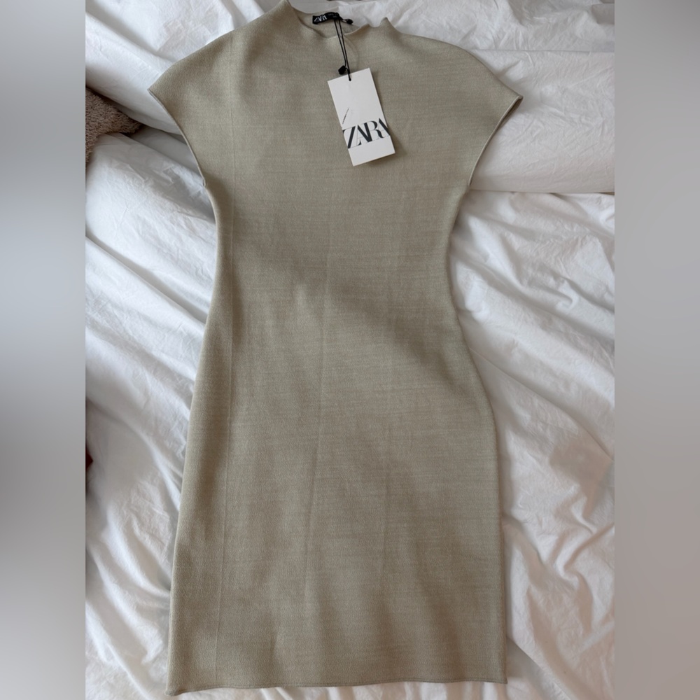 NWT Zara Taupe Sleeveless Mini Dress